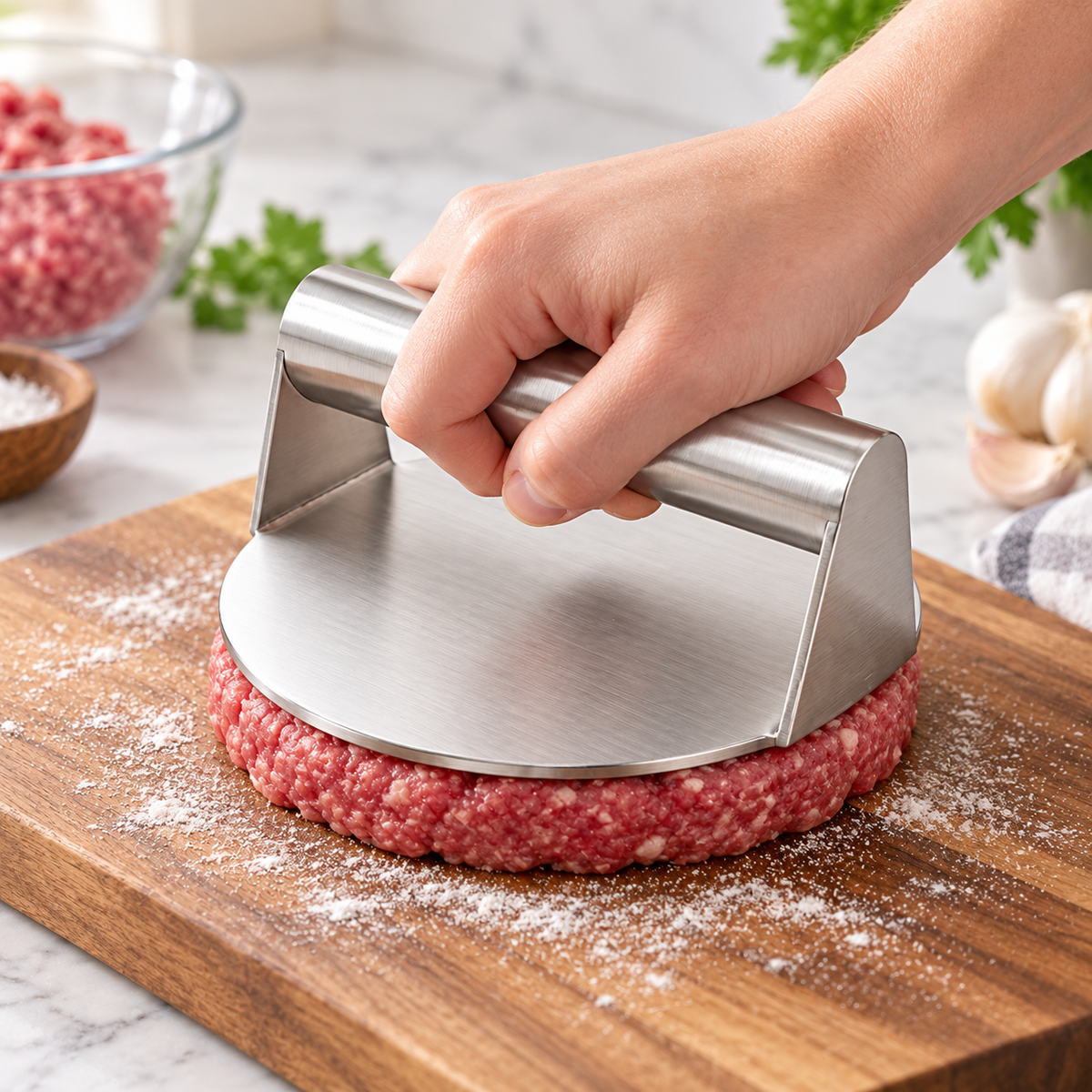 Smooth Time-Saving Stainless Steel Round Burger Patty Press – Say Goodbye to Rolling Pins