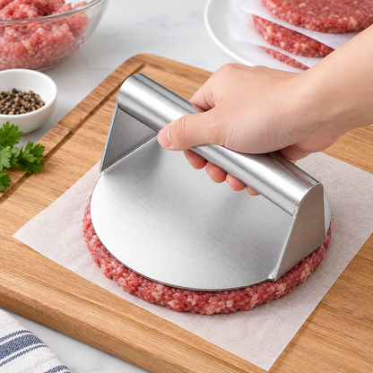 Smooth Time-Saving Stainless Steel Round Burger Patty Press – Say Goodbye to Rolling Pins