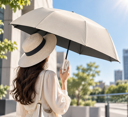 Foldable Loop Sun and Rain Umbrella – Reinforced Wind-Resistant Canopy with Carrying Ring