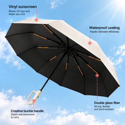 Foldable Loop Sun and Rain Umbrella – Reinforced Wind-Resistant Canopy with Carrying Ring