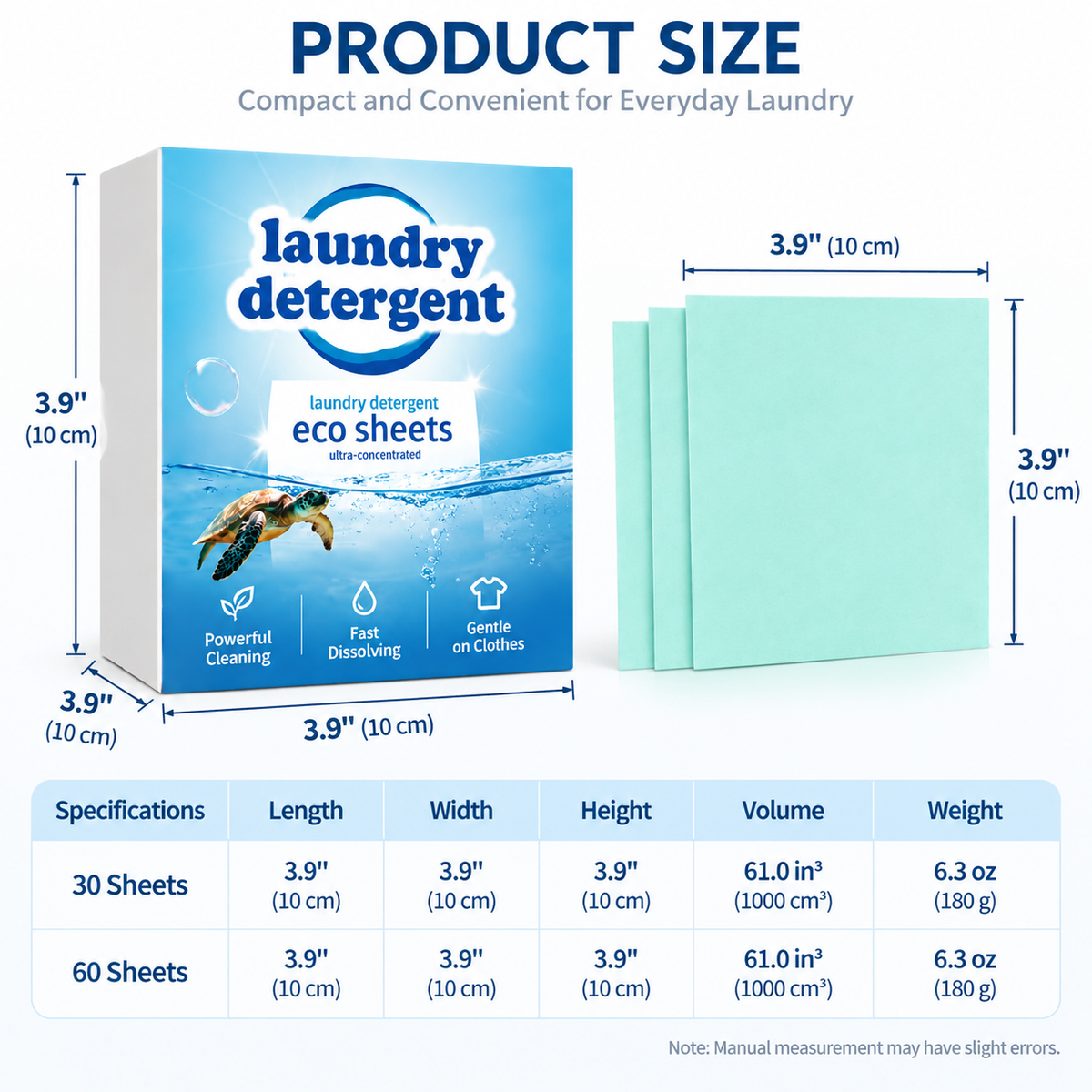 Laundry Cleaning Sheets for Daily Stain Removal – Mild Fresh Scent, 30 Sheets / 60 Sheets Options